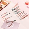 leiwo Manicure Set,Pedicure Kit Nail Scissors Stainless Steel Professional Toenails Cuticle Cutter Clipper Fingernails Grooming Kit with Pink Leather Travel Case (12pcs Pink)