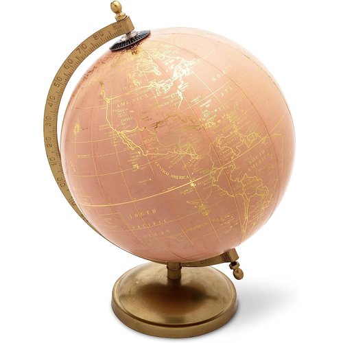 Abbott Collection World Globe with Stand - 8 Inch Spinning Small Decorative Globe - Home, Bookshelf, and Desk Decor (Pink)