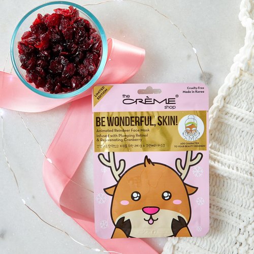 The Crème Shop Be Wonderful, Skin! Reindeer Holiday Animated Face Sheet Mask | Korean Sheet Mask | Holiday Gifts for Women | Stocking Stuffers (3 Pack)