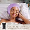 LULUSILK Mulberry Silk Lined Sleep Cap, No More Frizzy Tangled Hair, Stay On All Night Silk Hair Wrap for Sleeping with Adjustable Strap, Silk Bonnet for Women and Men, Lavender, Pack of 1