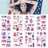 Zienlay 4th of July Temporary Tattoos, Metallic USA Fourth of July Patriotic Tattoos | American Flag Red White and Blue Face Tattoo Stickers, Independence Day Memorial Day Party Accessories Decoration