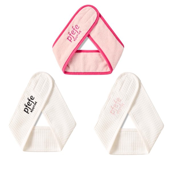 pfefe Spa Headbands for Face Washing - Facial Makeup Head Band Hair Wrap Towel for Women (Pink Black White)