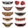 Halloween Tattoos Face Tattoo Sticker Big Mouth Fake Tattoos Halloween Clown Horror Mouth Sticker Decals for Men Women Kids Cosplay Accessories 10 Sheet Halloween Party DIY Decorations Makeup Kit