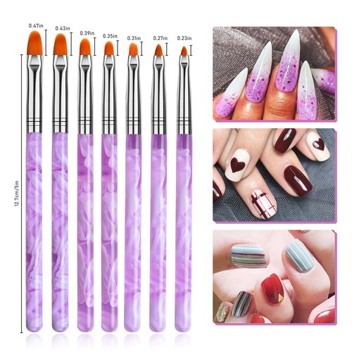 TOROKOM 19 Pcs Nail Art Brushes Acrylic Nail Brush Set for Acrylic Application, UV Gel Nail Polish Brush Nail Art Painting Brush Dotting Tool Nail Dust Remover Brushes for Nail Salon Art Tools(Purple)