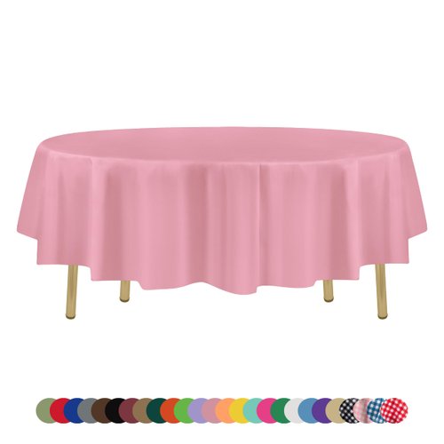 ZIMPLEWARE Premium Pink Plastic Table Cloth Disposable (6 Pack) Round Tablecloth (84in) Party Table Cloths Disposable, Perfect Table Cloth Round Cover for Any Table Up to 6 Feet