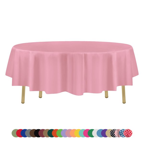 ZIMPLEWARE Premium Pink Plastic Table Cloth Disposable (6 Pack) Round Tablecloth (84in) Party Table Cloths Disposable, Perfect Table Cloth Round Cover for Any Table Up to 6 Feet