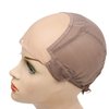 YANTAISIYU Wig Cap Stretch to Ear Wig Cap U Part Lace Wig Cap with Adjustable Straps for Women Wig Making (Brown S 21 Inch)