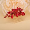 Teyglen Rhinestone Wedding Hair Comb in Red, Crystal Bridal Hair Piece, Sparkly Red Rhinestone Headpiece, Hair Accessories for Women and Girls