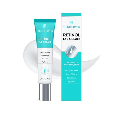 SLIKDERMIS Retinol Eye Cream for Dark Circles: Under Eye Cream for Reduce Wrinkles and Puffiness Lines Anti Aging - Eye Care Advanced Formula Night Cream 30ml