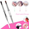 LEQ 2Pcs Nail Art Brush Set, Dual-ended Oval & Flat Gel Nail Polish Brushes Nail Art Liner Brush Polygel Slice Tool for PolyGel UV Builder Gel Nails Extension