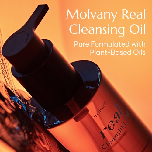 molvany Real Cleansing Oil - Korean Facial Cleanser, Whitehead, Blackhead & Makeup Remover - Complete Plant-Based Oil Cleanser Women Skincare - 6.76 fl. oz