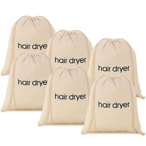ERKXD 3 | 6 | 8 Pack Hair Dryer Bags Drawstring Bag Container Hairdryer Bag for travel bathroom (6 PCS White)