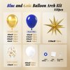 Royal Blue and Gold Balloon Garland Arch Kit, Blue and Gold Party Decorations with White Balloons Gold Confetti Latex Balloons for Anniversary Wedding New Year Graduation Birthday Party Decorations