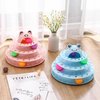 Suhaco Interactive Cat Toys for Indoor Cats Fun Roller 4 Level Cat Tower with Cute Stickers Turntable Kittens Ball Teaser Toy (Pink)