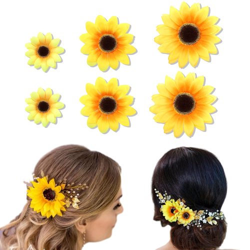 Vodolo Sunflower Hair Clips,6 PCS Sunflower Hair Accessories for Women Girl,Daisy Alligator Hair Barrettes for Teen Girls Summer Beach Flower Hair Pins Headwear Gifts