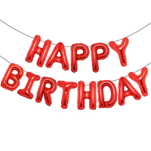 Accevo Red Happy Birthday Banner 16 Inch Mylar Foil Letters Balloons Happy Birthday Balloon for Kids, Child, Adults, Boys & Girls Birthday Banner Birthday Party Decorations Supplies