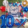 Baseball Balloons 10th Birthday Decorations for Boys, Baseball Party Decoration Baseball Sports Theme Party Supplies, 40 inch Foil Number Balloons 10 Balloon Number Blue Red White Sports Balloon Kits