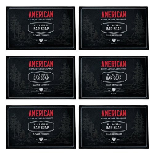 Live Bearded: All-Natural Bar Soap For Men, 6-Pack of 5 oz. Bars, Made in the USA - Exfoliates, Moisturizes - Bamboo, Charcoal, Pumice, Coconut, Avocado, and Argan Oils - American Scent