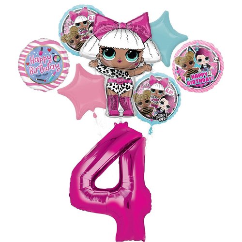 LOL Surprise 4th Birthday Party Supplies Balloon Bouquet Decorations