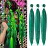 Savasana Green with Tinsel Pre stretched Braiding Hair, 26 Inches Kanekalon Box Braids Hair Extensions, 3 Packs Yaki Texture Braiding Hair Pre stretched