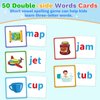 AluAbi Wooden CVC Word Spelling Games, Sight Words Flash Cards Reading Letters for Beginner Preschool Learning Activities Montessori Educational Toy Gift for 3 4 5 6 Year Old Kids