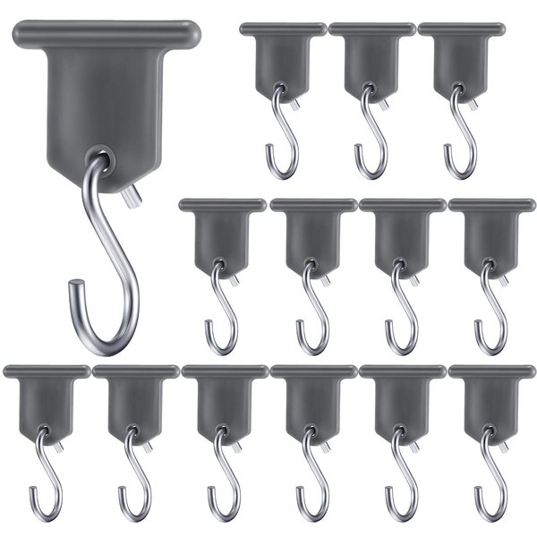 BBTO RV Awning Light Clip RV Party Light Holder Camper Awning Hook Light Accessory Plastic and Metal Light Hook Gray Camper Light Support Hanger for Camping Tent Indoor Outdoor Decor (14 Pieces)