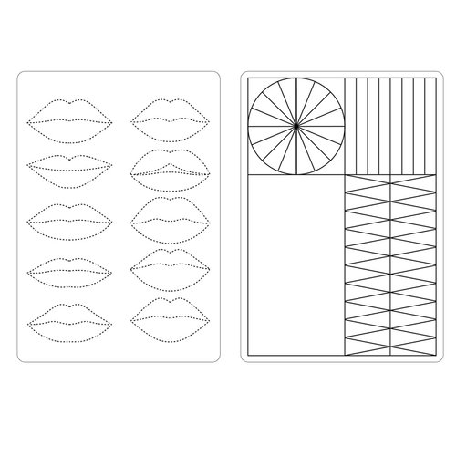 4pcs Lip Practice Skin Pmu Latex Practice Skin Lips Thick Lip Latex Tattoo Practice Skin Outline Double Side Silicone Sheets Fake Skin for Permanent Makeup (Lip Shapes with Black Line)
