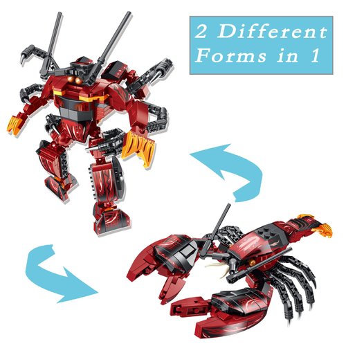 ODIPON Sea Creatures Building Toy Ocean Animal Building Blocks Sets 2 in 1 Lobster Figures for 6 Plus Years Old Boys and Girls Gift for Birthday Christmas (263pcs)