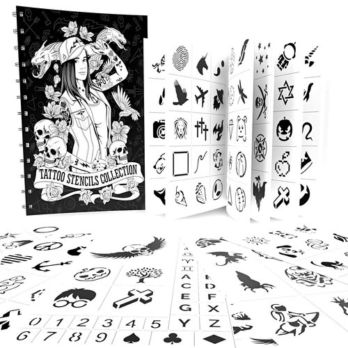 302 PCS Original and Exclusive Semi-Permanent Tattoo Stencils in a Premium Book. Including Letters and Numbers. Jagua/Henna/Glitter Girls&Boys Tattoo Stencil Temporary Tattoos for Women Body Art
