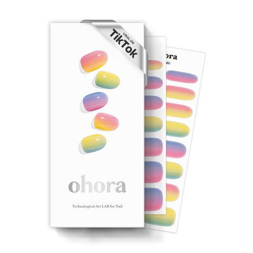 ohora Semi Cured Gel Nail Strips (N Pastel) - Yellow, Ombre, Works with Any UV/LED Nail Lamps, Salon-Quality, Easy to Apply & Remove - Christmas Gel Nail Wraps, Stickers, Christmas Stockings