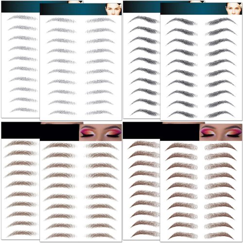 8 Sheets Eyebrows Tattoo Waterproof, 86 Pairs Eyebrow Tattoo Stickers Temporary Eyebrow Tattoos for Women & Girl, Fake Eyebrows Peel Off False 4D Hair-like Instant Transfer Brows