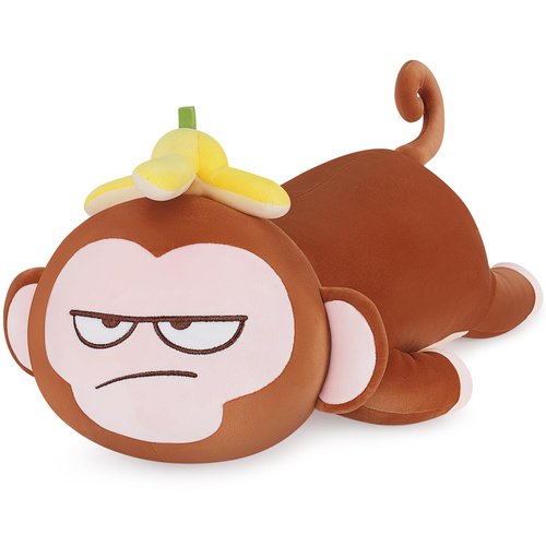 Achwishap Banana Monkey Plush Pillow,Monkey Stuffed Animal Plush Toy,Cute Plushie Banana Monkey Kawaii Pillow,Lovely Monkey Hugging Pillow Gifts for Kids Adults(20”Brown)