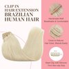 GOO GOO Clip in Hair Extensions Real Human Hair, 14inch 120g 7Pcs, 60A Platinum Blonde, Remy Human Hair Extensions Clip ins for Women, Natural Human Hair