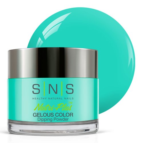 SNS Nail Dip Powder, Gelous Color Dipping Powder - Neon Tetra (Turquoise/Aqua, Neon) - Long-Lasting Dip Powder Nail Color Lasts 14 Days - Low-Odor & No UV Lamp Required - 1 oz