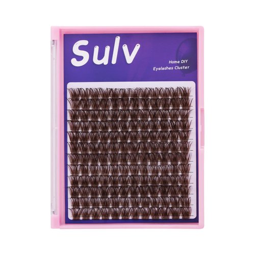 Sulv Lash Cluster S001# Dark Brown Color Lashes 144pcs Clusters D Curl 8mm,10mm,12mm,14mm,16mm,18mm,20mm to Choose Lashes Extensiond Kit Lashes Wispy Lashes Extensions (S001 Dark Brown-8mm)