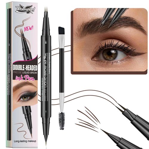 Eyebrow Pen Liquid Eyebrow Pencil 2 in 1 Dual-Ended Eye Brow Pencils for Women Waterproof Natural Brow Pencils Precise Brush Tip Create natural hair like eyebrows that last all day Dark Brown # 03