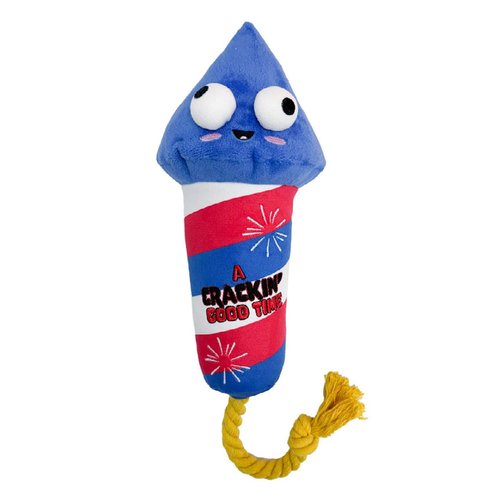 Fuzzyard Firecracker Dog Toy Premium Crackin' Good Time Plush w/Squeaker & Rope Washable