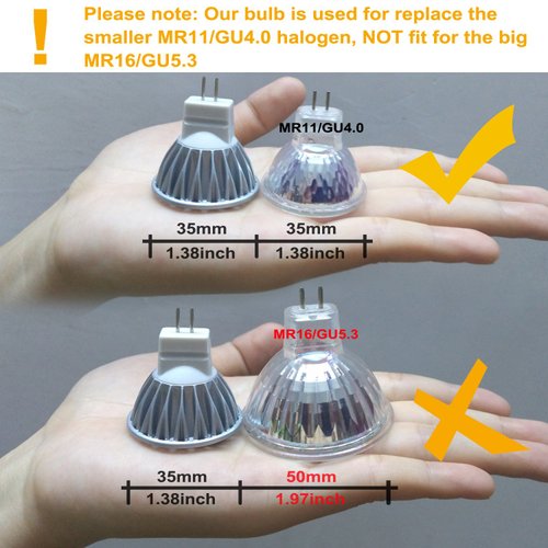 ALIDE MR11 GU4 Led Bulbs 3000K Soft Warm White 3W, Replace 10W 20W 35W Halogen Equivalent,12V MR11 GU4 Low Voltage Spotlights for Outdoor Landscape Flood Yard Track Lighting,Not Dimmable,30 Deg,6 Pack