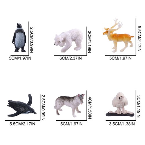 JOKFEICE Small Polar Animals Figurines, 25pcs Realistic Plastic Penguin Polar Bear Action Model for Early Educational, Birthday Cupcake Topper for Kids