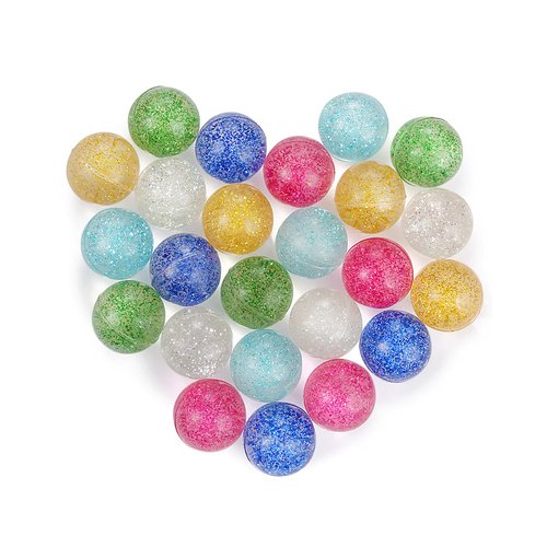 Pllieay 24pcs Bouncy Balls Glitter Bounce Balls, 32mm 6 Colors Bouncy Balls for Kids, Party Favors and Goodie Bag Fillers for Prizes, Pinata Stuffers, Classroom Prizes