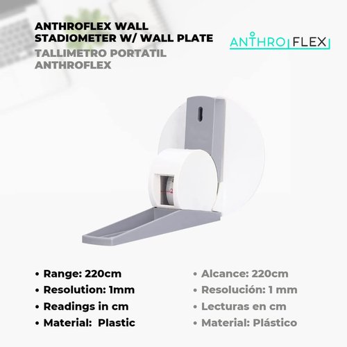 AnthroFlex Wall Mounted Compact Stadiometer with Wall Plate - 220 Centimeter Metric (Not Feet or Inches), Ideal for Clinics