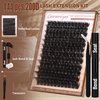 Geeneiya 200D Fluffy Lash Clusters Kit Thick Lash Extension Kit 10-20mm Wispy Cluster Eyelash Extensions Individual Eyelashes Kit with Waterproof Lash Bond and Seal DIY Lashes Applicator for Beginners