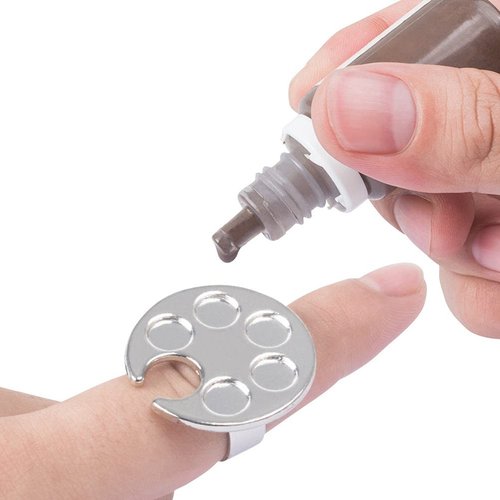 HEALLILY 4pcs Nail Art Palette Stainless Steel Makeup Mixing Palette Ring Mini Manicure Palette Wearable Metal Nail Art Polish Holder Paint Palette Finger Rings Nail Art Tools