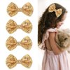 4 Pack Gold Glitter Sequins Bow Hair Clip Hairpin for Girls Cheer,Dance Recital,Birthday Shirt,Themed Party Festivals
