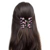 LALAFINA 3pcs Hair Combs Double Side Combs Clip Double Row Hair Comb Beaded Pink Flower Shape Headband