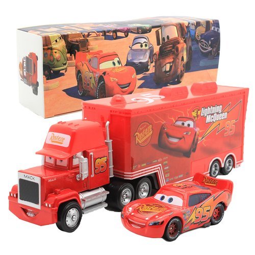SVORUFY Car 2 3 Toys, Truck and Car Set, Car Movie Car, Metal and Plastic Material, Children's Christmas and Birthday Gifts (Mack Truck Uncle)