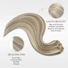 EYEFULL STELL Clip in Hair Extensions Real Human Hair 16 inch 120g 7PCS Natural Straight Remy Ash Brown Highlights Platinum Blonde Clip on for Women Invisible Double Weft Layered Thick Clip ins Hair