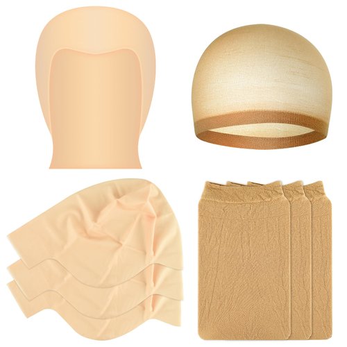 Bouiexye Bald Cap Halloween, 4 Pieces Latex Bald Caps for Adults Women Men Makeup Bald Wig Cap Costume Accessory for Theme Halloween Party Cosplay