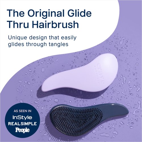 Crave Naturals Glide Thru Detangling Brush for Adults & Kids Hair - Detangler Brush for Natural, Curly, Straight, Wet or Dry Hair - Purple, 1 count