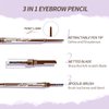 Music Flower Eyebrow Pencil,Portable 3 in 1 Eyebrow Shaping Enhancing Kit with Brow Trimmer & Brow Brush + Replaceable Brow Refills (Light Brown)